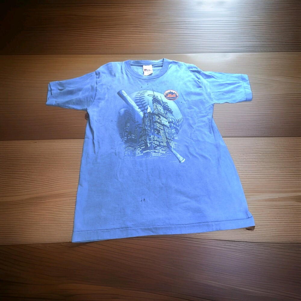 NY Mets Vtg T-shirt Twin Tower Trashed Single Stitch 18/20 Sma11 96 Pro Player